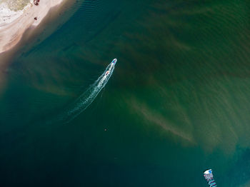High angle view of a boat in sea