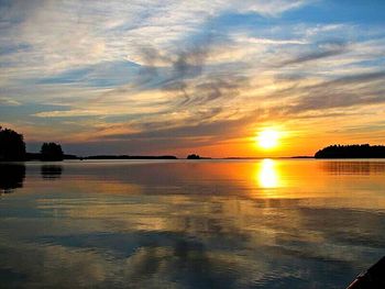 Scenic view of sunset over river