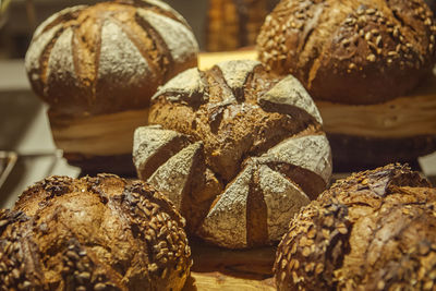 Close-up of bread on table at store