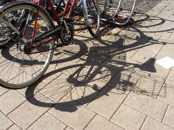 High angle view of bicycle parked on street