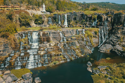 View of river flowing through rocks