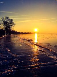 Scenic view of beach during sunset