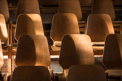 Empty chairs in theater