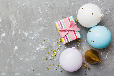 High angle view of easter eggs on table