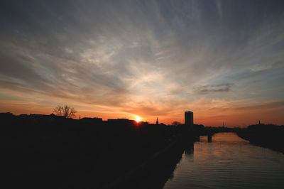 Scenic view of silhouette landscape against sky during sunset