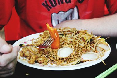 Close-up of person holding food in plate