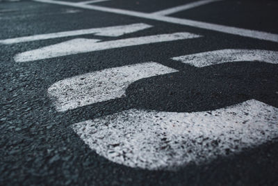 High angle view of zebra crossing on road