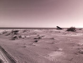 Scenic view of beach against clear sky