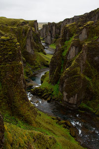 Scenic view of stream flowing through rocks