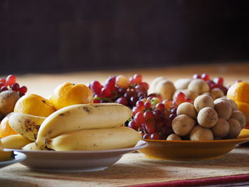 Close-up of fruits in bowl on table