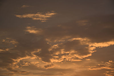 Low angle view of clouds in sky during sunset