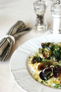 Close-up of food in plate on table