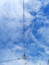 Low angle view of electricity pylon against sky