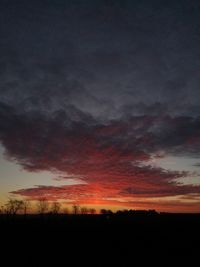 Scenic view of silhouette landscape against dramatic sky