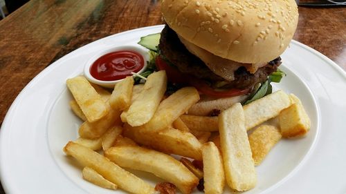 Close-up of food served in plate