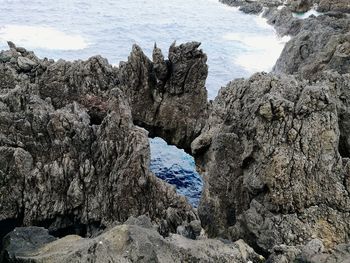 Rock formation on sea shore