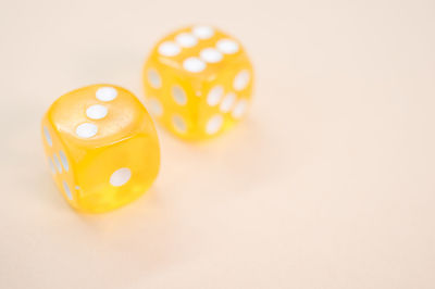 High angle view of eggs on table