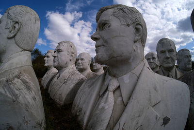 Low angle view of statue against sky