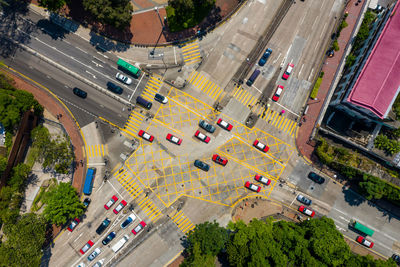 Aerial view of traffic on city street