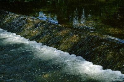 High angle view of waterfall in river