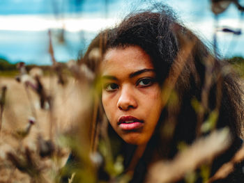 Close-up portrait of young woman