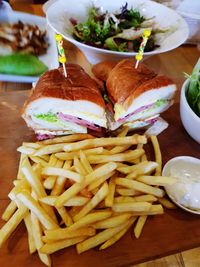 Close-up of food on table