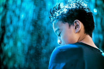 Portrait of man swimming in water