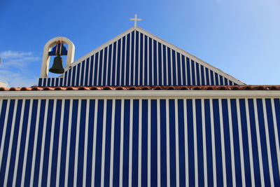 Low angle view of building against blue sky