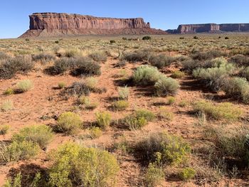 View of rock formations in desert