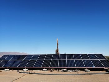 Solar panels against clear blue sky