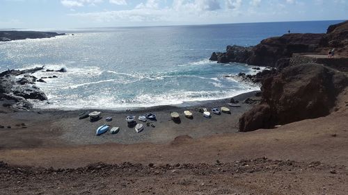 Scenic view of beach against sky