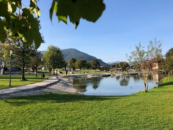 Scenic view of lake against sky