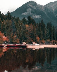 Scenic view of lake by trees during autumn