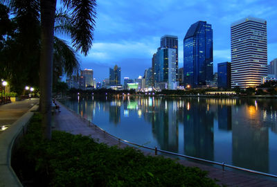 Reflection of buildings in water