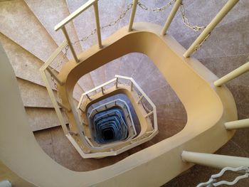 High angle view of spiral stairs