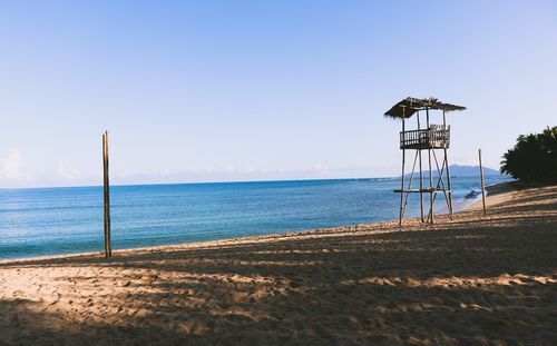 Scenic view of sea against clear sky