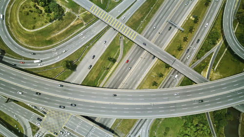 High angle view of highway on road