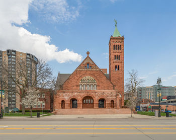 Low angle view of church against sky