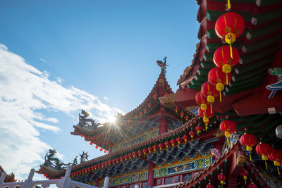 Traditional chinese lanterns display during chinese new year festival at thean hou temple