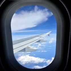 Cropped image of airplane window