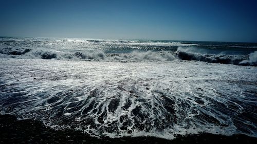 Scenic view of sea against clear sky