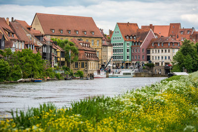 View of river along buildings