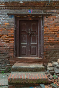 Closed door of building