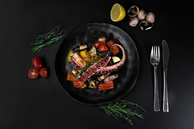 Directly above shot of fruits in plate