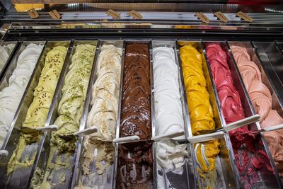 High angle view of candies for sale at store