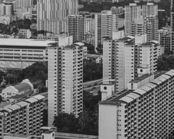 Black and white public housing apartments in singapore