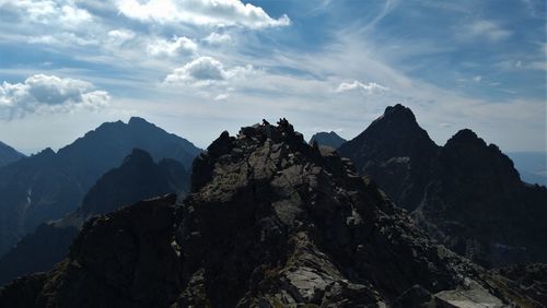 Panoramic view of mountains against sky