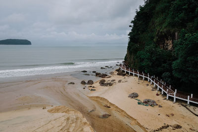 Scenic view of beach against sky