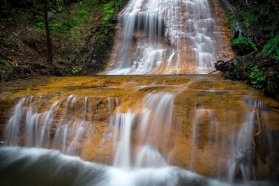 View of waterfall in forest