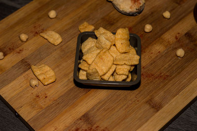 High angle view of cookies on table